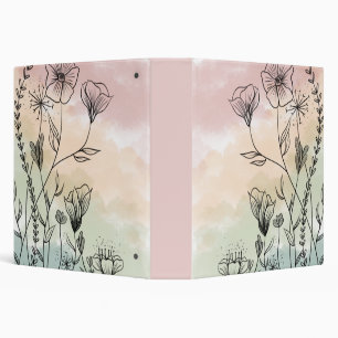 Ombre Wildflowers 3 Ring Binder