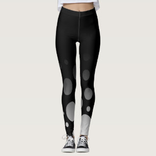 Ombre with Black & White Circles and Dots Leggings