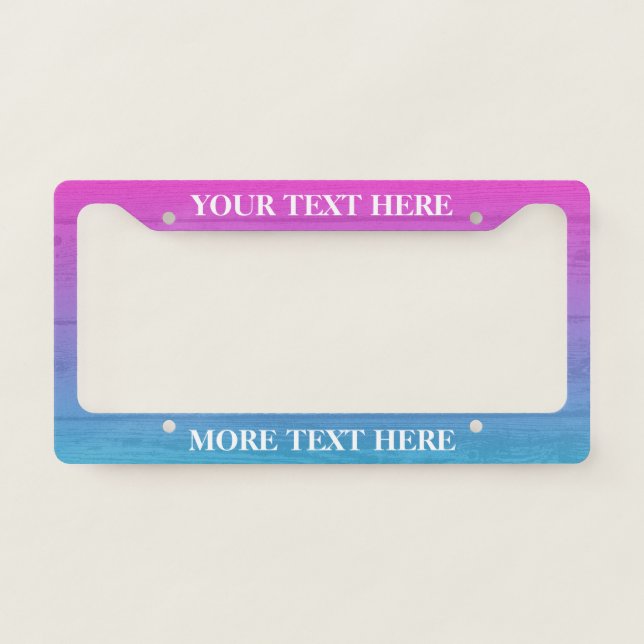 Ombre wood panel custom license plate frame (Front)