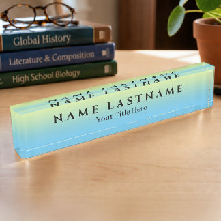 Ombré Yellow Blue Pastel Desk Name Plate