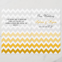 Ombre yellow Chevron folded Wedding program