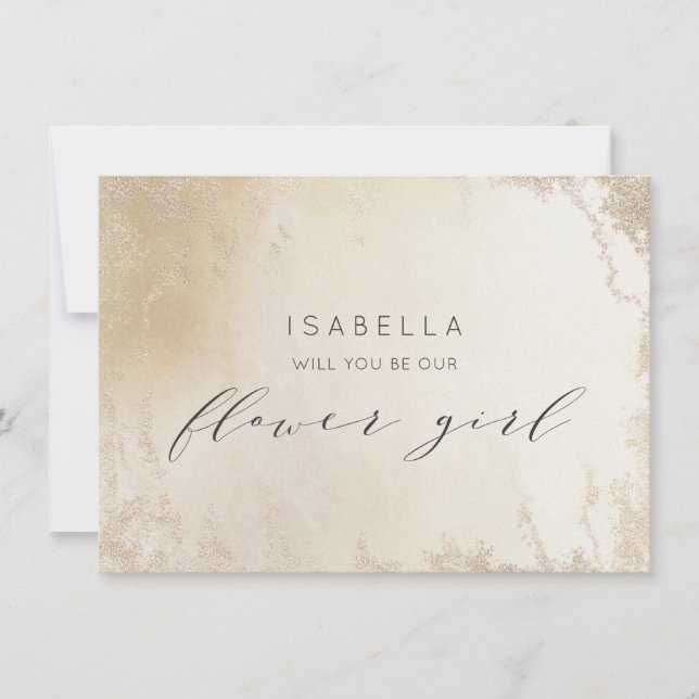 Ombre Yellow Gold Frost Flower Girl Proposal Card (Front)