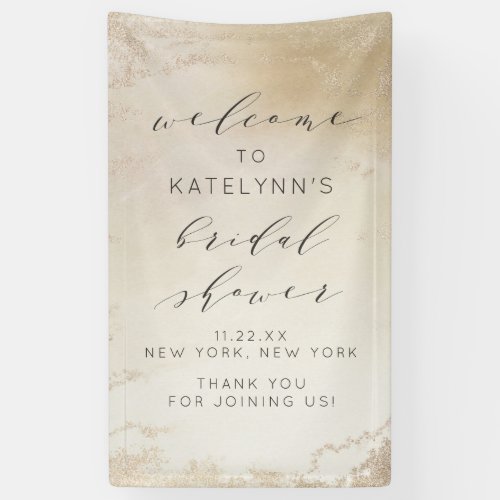 Ombre Yellow Gold Frosted Bridal Shower Welcome Banner