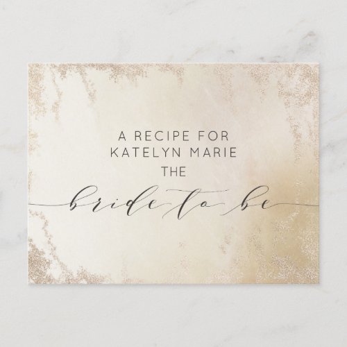 Ombre Yellow Gold Frosted Bride to Be Recipe Card