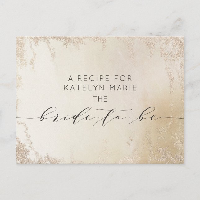 Ombre Yellow Gold Frosted Bride to Be Recipe Card (Front)