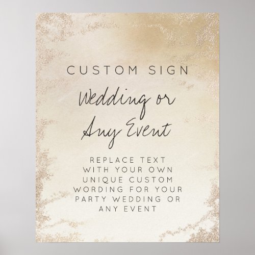 Ombre Yellow Gold Frosted Custom Text Event Sign