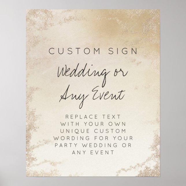 Ombre Yellow Gold Frosted Custom Text Event Sign (Front)