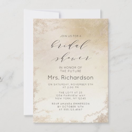 Ombre Yellow Gold Frosted Foil Chic Bridal Shower Invitation