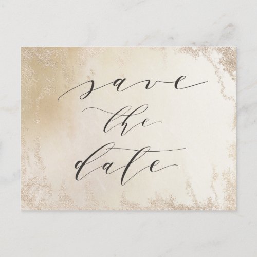 Ombre Yellow Gold Frosted Foil Chic Save the Date Announcement Postcard