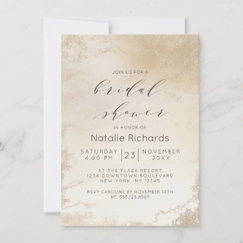 Ombre Yellow Gold Frosted Foil Luxe Bridal Shower Invitation