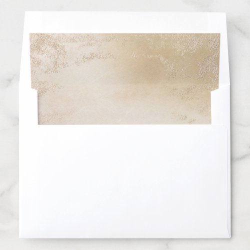 Ombre Yellow Gold Frosted Foil Watercolor Wedding Envelope Liner