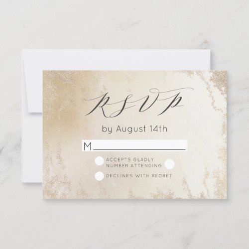 Ombre Yellow Gold Frosted Foil Watercolor Wedding RSVP Card