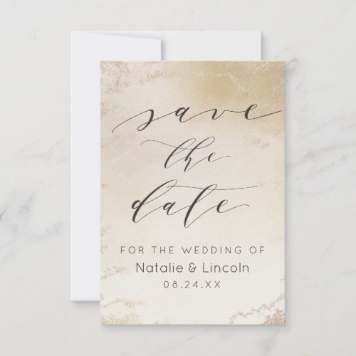 Ombre Yellow Gold Frosted Foil Watercolor Wedding Save The Date