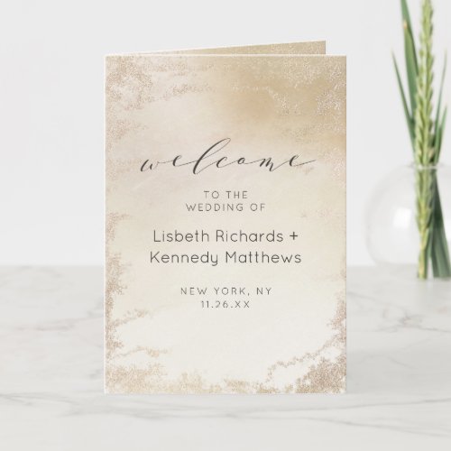 Ombre Yellow Gold Frosted Foil Wedding Ceremony Program