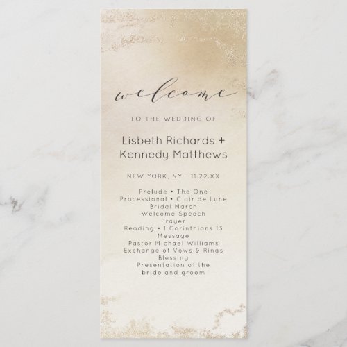 Ombre Yellow Gold Frosted Foil Wedding Ceremony Program