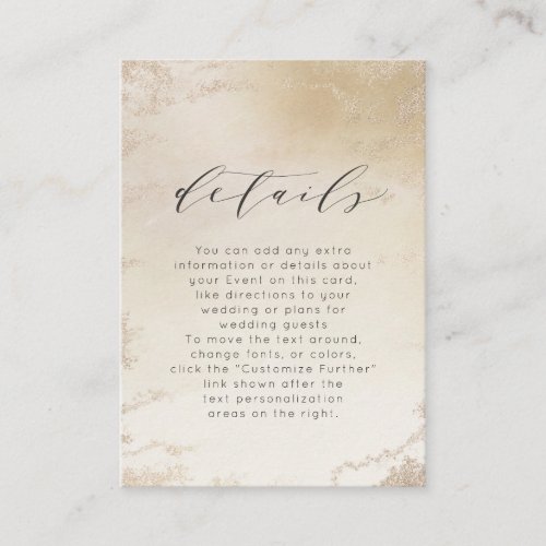 Ombre Yellow Gold Frosted Foil Wedding Details Enclosure Card
