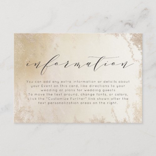 Ombre Yellow Gold Frosted Foil Wedding Information Enclosure Card