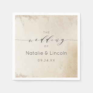 Ombre Yellow Gold Frosted Foil Wedding Monogram Napkins