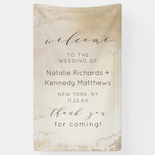 Ombre Yellow Gold Frosted Foil Wedding Welcome Banner