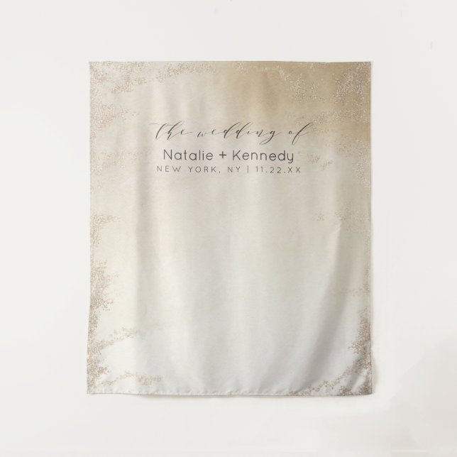 Ombre Yellow Gold Frosted Photo Booth Backdrop (Front)