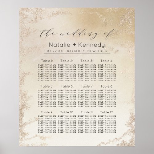 Ombre Yellow Gold Luxe Wedding Table Seating Chart
