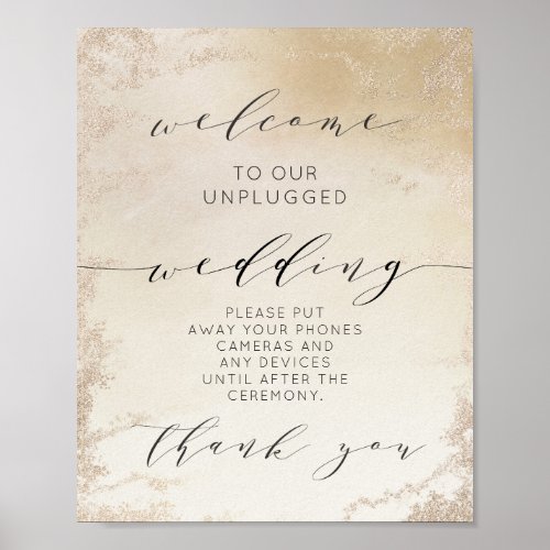 Ombre Yellow Gold Unplugged Wedding Table Sign