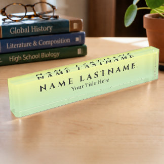 Ombré Yellow Green Pastel Desk Name Plate