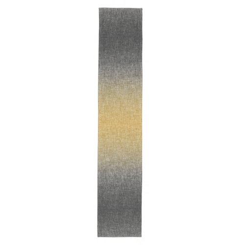 Ombre Yellow Grey Modern Crosshatch Abstract Medium Table Runner