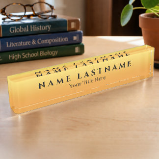 Ombré Yellow Orange Pastel Desk Name Plate