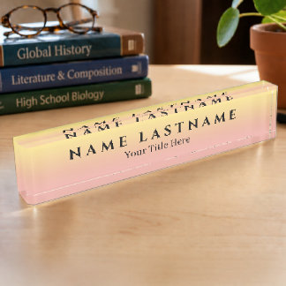 Ombré Yellow Pink Desk Name Plate