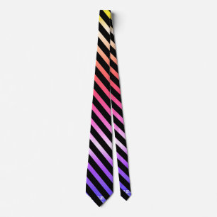 Ombre Yellow Pink Purple Diagonal Stripes Neck Tie