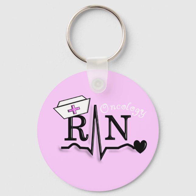 Omcology Nurse  RN Gifts QRS Design Keychain (Front)