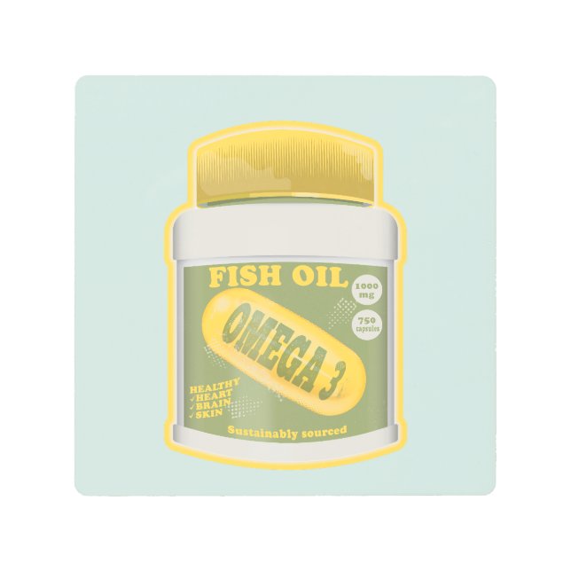 Omega 3 fish oil metal print (Front)