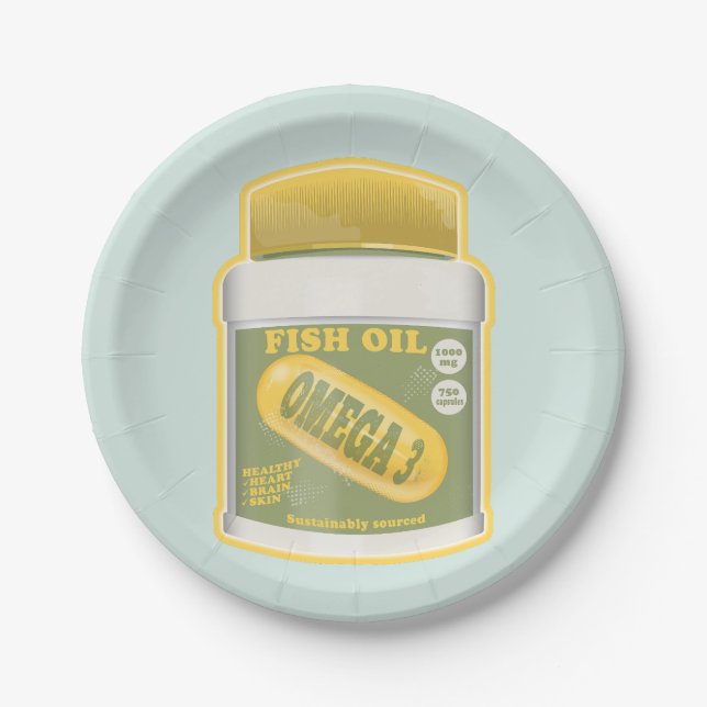 Omega 3 fish oil paper plates (Front)