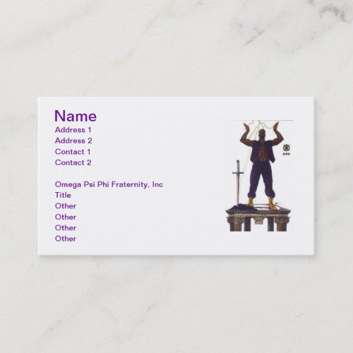 Omega Psi Phi Fraternity Business Card