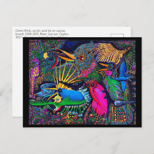 Omen Birds Postmodern Colorful Santa Fe Outsider Postcard