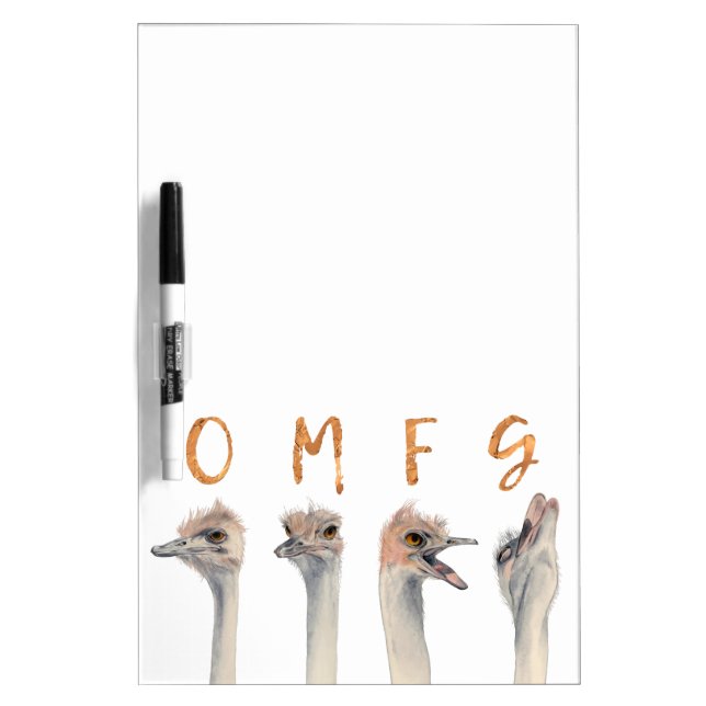 OMFG Funny Ostriches Dry Erase Board (Front)