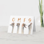 OMFG It's Your Birthday | Funny Ostrich Birds Card<br><div class="desc">This is a watercolor painting of ostriches with transitioning emotions from calm to a meltdown. There are letters on top of each ostriches that reads “OMFG” in faux gold foil.</div>