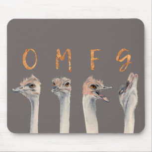 OMFG Ostriches Mouse Pad