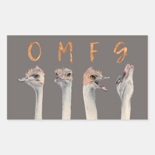 OMFG Ostriches Rectangular Sticker