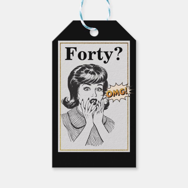 OMG 40th Birthday Party Funny Womans Birthday Gift Tags (Front)