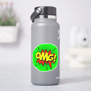 OMG Burst Pop Art Yellow Red Green  4" Vinyl Sticker
