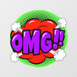 OMG Burst, Purple Red Green, Pop Art on 50" Wall Decal