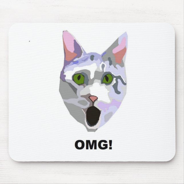 OMG! CAT 'what has he seen?' Mouse Pad (Front)