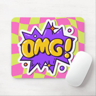 OMG Cool pop art Colorful checkered Purple Pink Mouse Pad