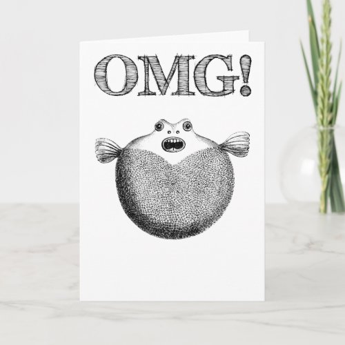 OMG Cute and Funny Illustrated Fish Greeting Card