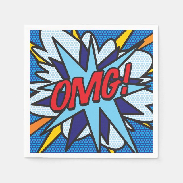 OMG Fun Retro Comic Book Paper Napkins (Front)