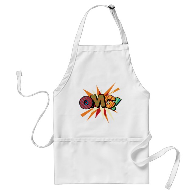 OMG Fun Retro Comic Book Pop Art Adult Apron (Front)