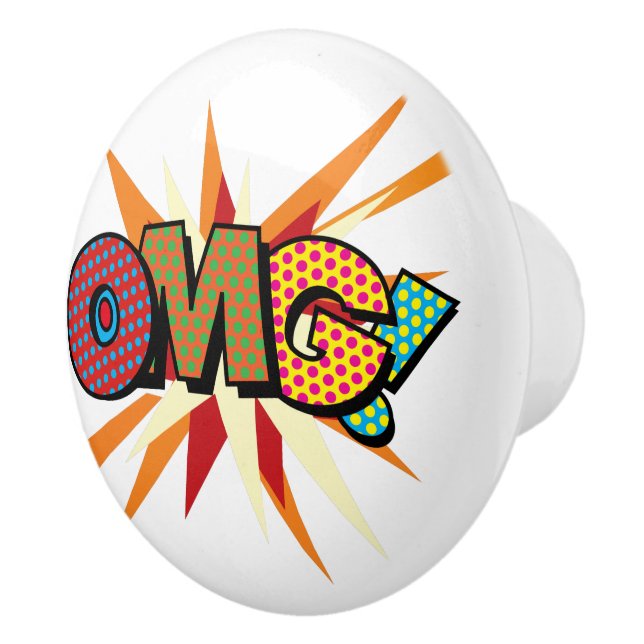 OMG Fun Retro Comic Book Pop Art Ceramic Knob (Right)