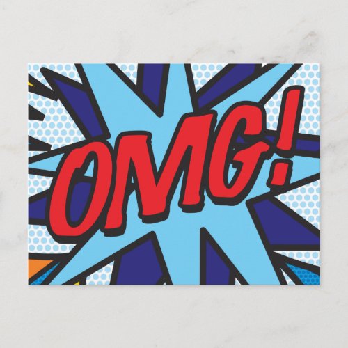 OMG Fun Retro Comic Book Pop Art Postcard